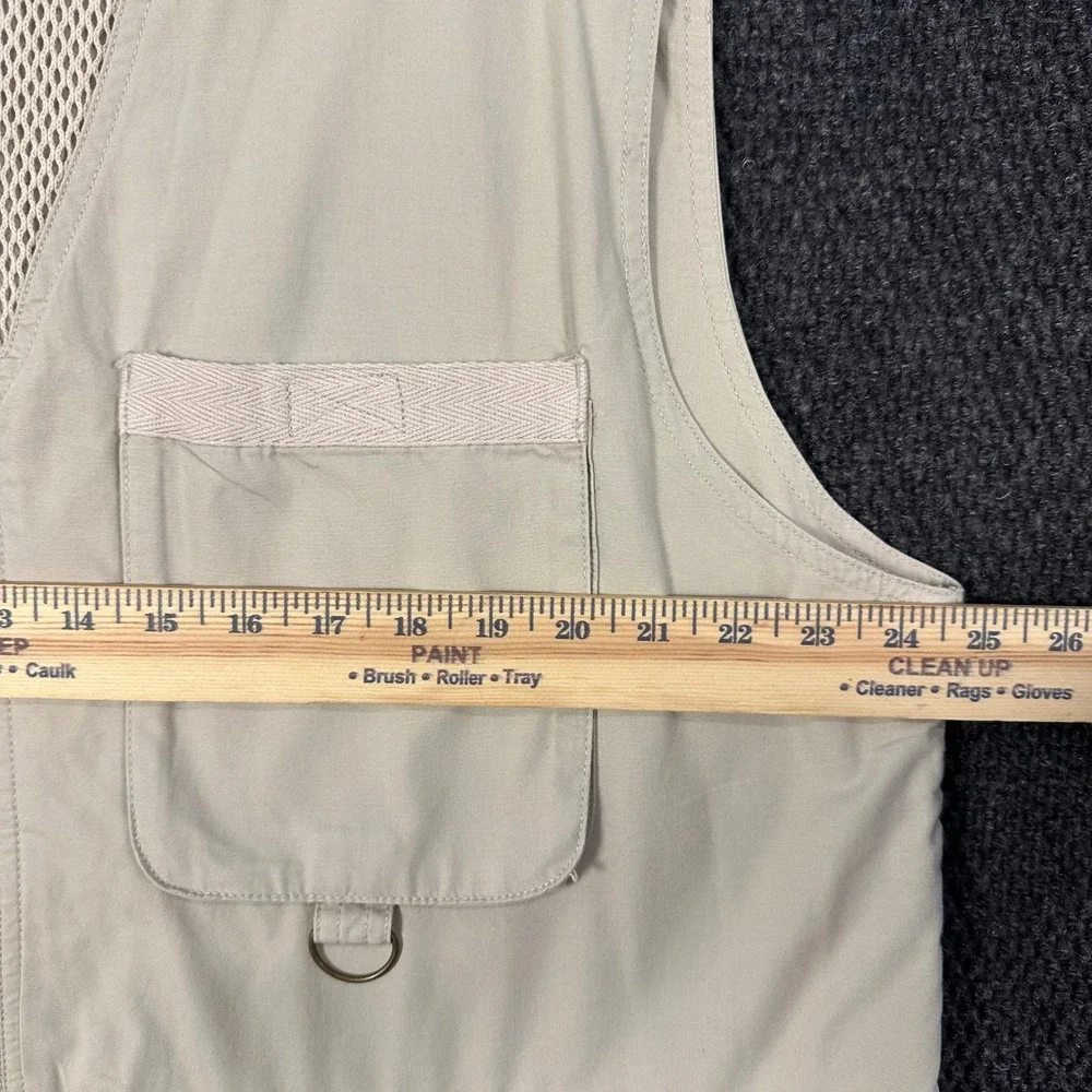 Vintage Eddie Bauer Utility Fishing Vest Mens L Beige Mesh Lined Safari Photo